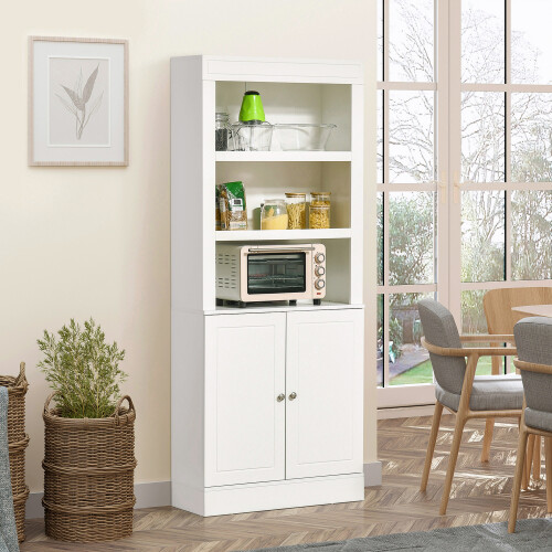 Homcom HOMCOM Modern Kitchen Cupboard, Storage Cabinet with Adjustable Shelves, White