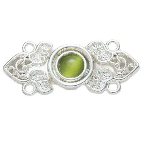 Delicate Flower Shape Diamond Sewing-Green diamond on sil