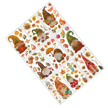 Thanksgiving Fall Gnome Pumpkin Maple Leaf PVC Window-style 1