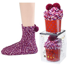 Calzini caldi e morbidi da donna, regalo fai da te: calzini morbidi in peluche a mezza gamba con divertente assemblaggio, confezione a forma di