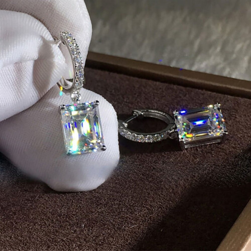 Exquisite Silver Diamond Crystal Drop Earrings For Women 2