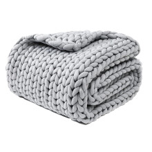 Mysig grovstickad filt, handstickad filt utan nystan, maskintvättad, mjuk ullvävd för sovrumssoffa, perfekt som present och heminredning
