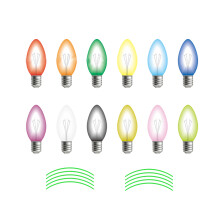 Iluminación cálida de 2200 K para la decoración de tu hogar. Película reflectante que añade glamour a las bombillas C9 naranjas. Multicolor, 180