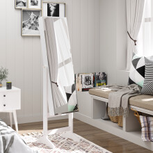HOMCOM Lockable Jewellery Storage Mirror Armoire Freestanding Adjustable White