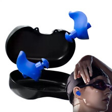 silicone earplugs for swimmers, noise reduction, blue 1 pc