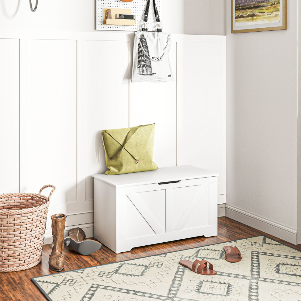 Homcom Storage Trunk For Living Room, With Safety Hinges, White