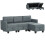 Homcom HOMCOM Convertible Modular Sectional Sofa w/ Storage Wood Frame Dark Grey 8