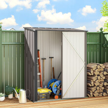 Outsunny Outdoor Storage Shed w/ Lockable Door for Garden, Light Grey