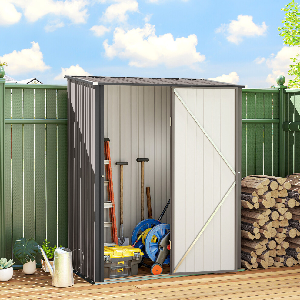 Outsunny Outdoor Storage Shed W/ Lockable Door For Garden, Light/Grey