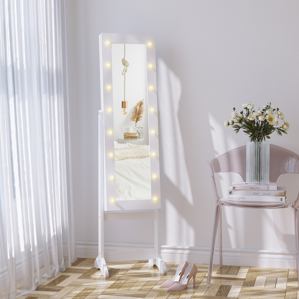 Homcom Free Standing Led Mirrored Jewelry Cabinet Armoire Floor Organiser