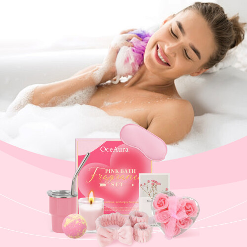 Pink Aromatherapy Bath Set, Relaxing & Rejuvenating Gift 1