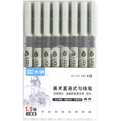 8 Pack Black Fine Tip 0.4mm Fine Line Drawing Pens Water Based Ink 2