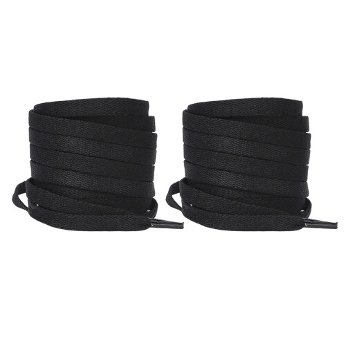 Polyester Shoelaces 8mm Width Flat Design Various Colors-Black