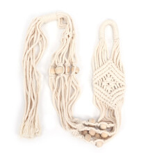 Portavasi in macramè bohémien, portafiori sospeso in corda di cotone d'ispirazione vintage con perline, design resistente e flessibile per