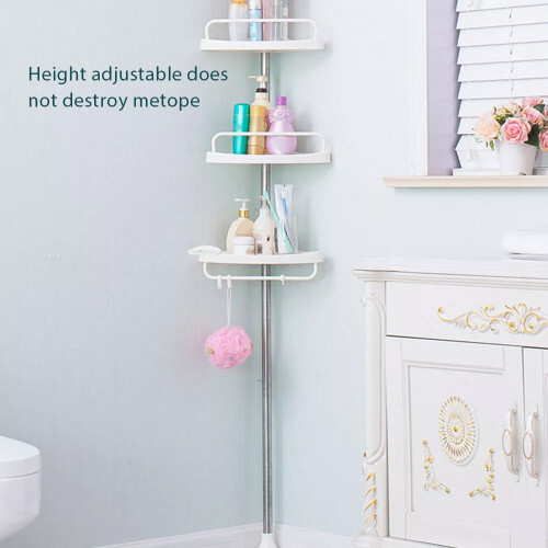 4 Tier Non Rust Bathroom Telescopic Corner Shelf Storage Shower Caddy Organiser 2