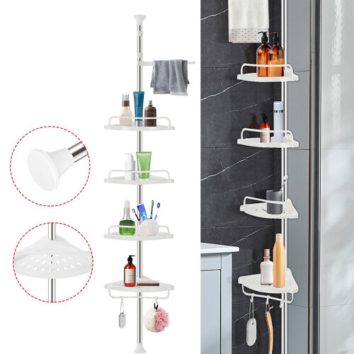 4 Tier Non Rust Bathroom Telescopic Corner Shelf Storage Shower Caddy Organiser