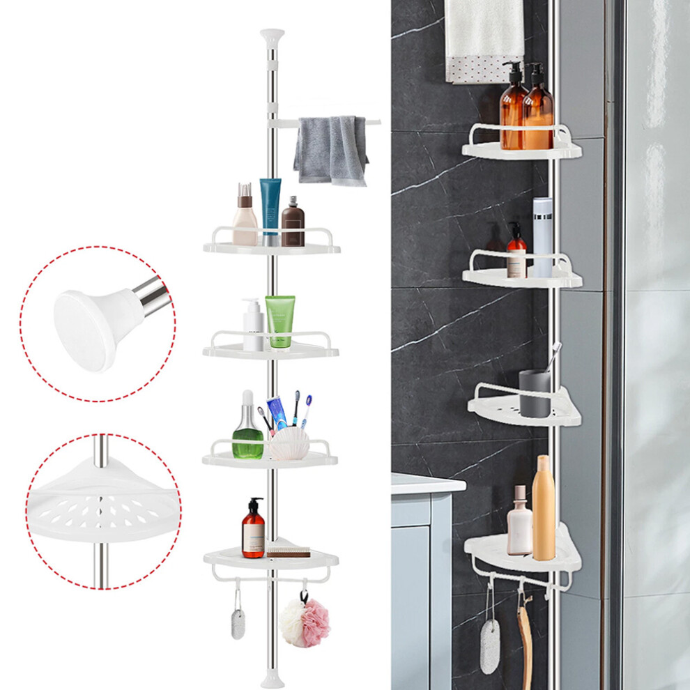 4 Tier Non Rust Bathroom Telescopic Corner Shelf Storage Shower Caddy Organiser