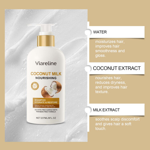 Coconut Milk Shampoo, Gently Cleanses Scalp Moisturizing 2