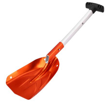Aluminium Alloy Snow Shovel, Emergency Shovel Snow Clearing Tool with NonSlip Handle, Telescopic Length 44 cm for Garden Camping Outdoor, Orange