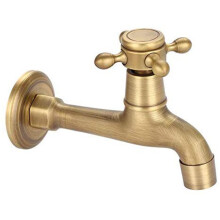 2' Wall Mounted Faucet, Brass Antique SingleHandle Tap, Storage Bag, For Washing Machine and Mop Pool