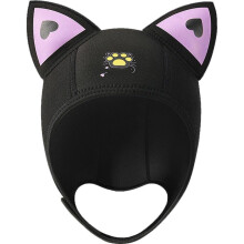 Snorkel Hat, Diving Cap, Cat Ears, Neoprene Diving Cap, Thickened Surfing, Sailing Cap, Wetsuits for Surfing, Kayaking and Water Sports Black