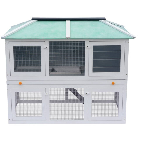 VidaXL vidaXL Animal Rabbit Cage Double Floor Wood Chicken Mouse Pet Hutch House 2