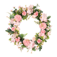 Silk Rose And Hydrangea Vine Wreath, Elegant Home Decor with Artificial Flower Garland, All-Season Wreath for Every Room
