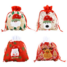 Bolsas de regalo con cordón, bolsas de regalo de tela reutilizables con diseño navideño 3D para regalos de Navidad, recuerdos de fiesta y