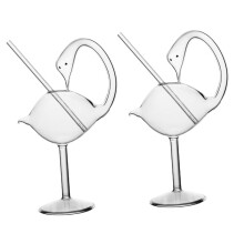 Swan Shaped Glass Cocktail Cups and Wine Glasses 178ml Footed Martini Glasses 2Piece Set For Bar and Party