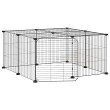 (1.5 cm, 12-panel with door) vidaXL Pet Cage with Door Black Steel Rabbit Hutch 1.5 cm/4.3 cm Multi Models