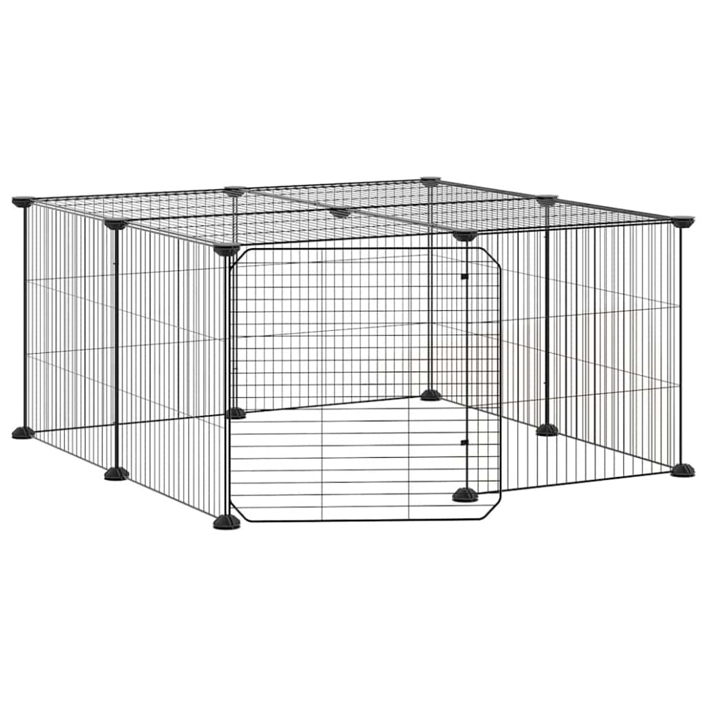 B&Q - 12-Panel Pet Cage With Door Black 70X70X35 Cm Steel - Image 2
