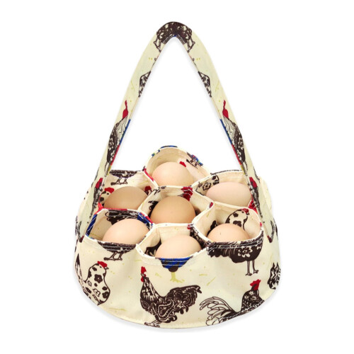 Eggs Gathering Bag with Convenient Handle and 7-Beige chicken