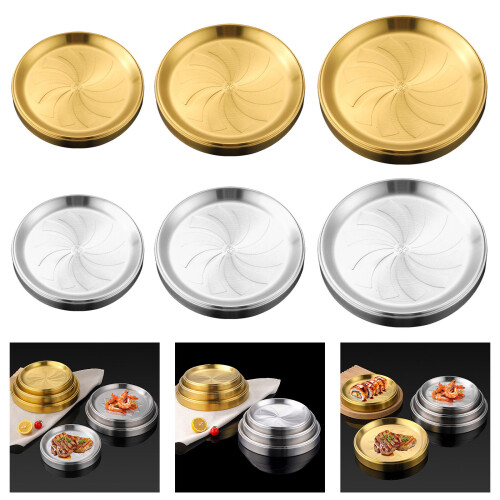 Rustproof Stainless Steel Appetizer Tray Stackable-Silver 23cm 2