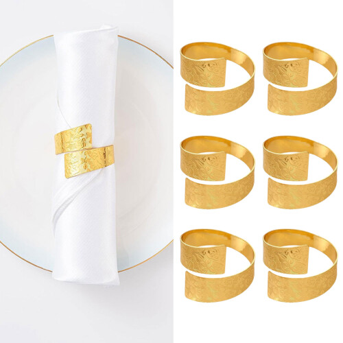 Set of 6 Iron Florals Pattern Napkin Clip Elegant Tableware For 1