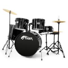 Tiger Full Size Acoustic Drum Kit, 5 Piece Drum Set with Stands &