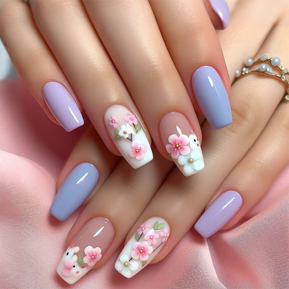 24pcs Press on Nail Manicure Nail Accesories Stick on Nail For