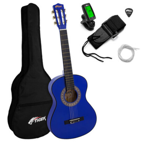 Classical Guitar - Blue 3/4 Size Guitar Inc Tuner, Bag, Picks & Strap