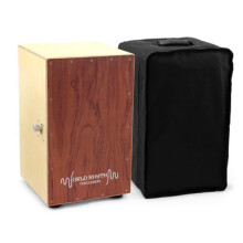 World Rhythm Cajon with Adjustable Snare, Padded Gig Bag and Cushion -