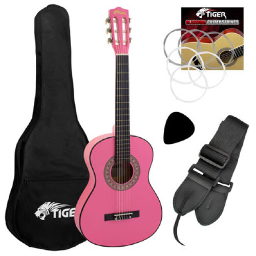 Tiger 3/4 Size Childrens Classical Guitar Pack with Gig Bag, Strap &