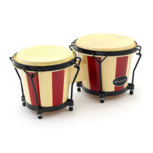World Rhythm Oak Bongos, 6" & 7" Heads in Natural and Red Stripe Bongo