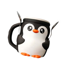 Lovely Penguins Ice Cream Pint Holder With-Give two spoons