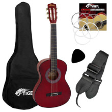 Tiger 3/4 Size Childrens Classical Guitar Pack with Gig Bag, Strap &