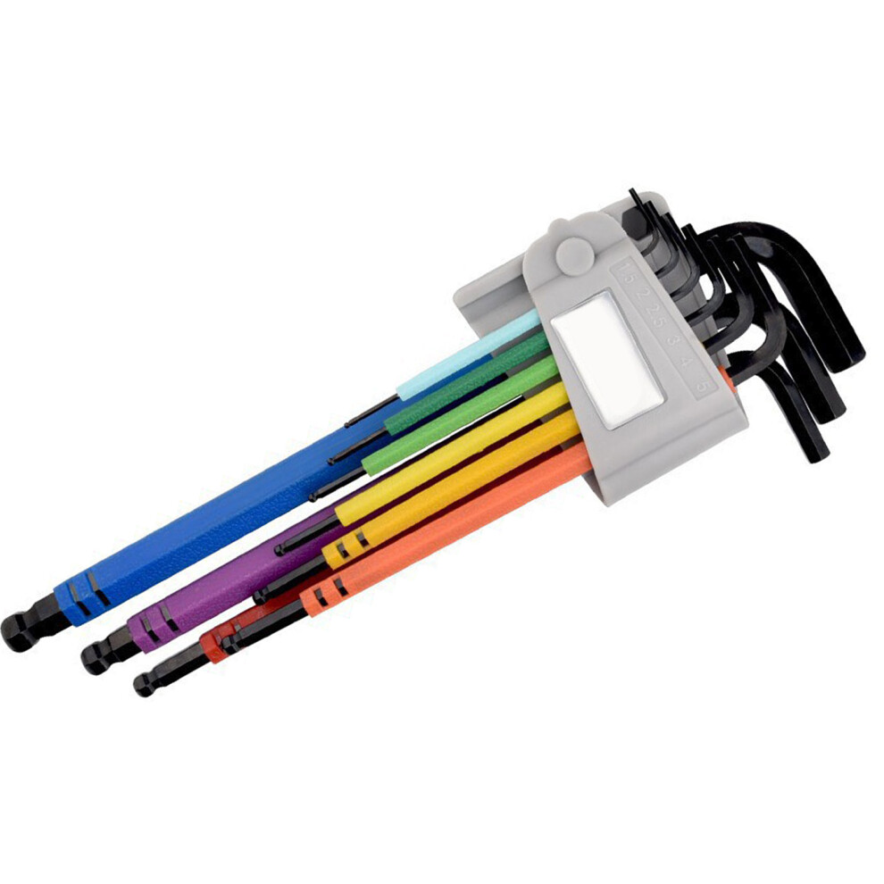 9Pcs Multiple Colored Coded Hex Key L-Colorful Special Bal 7696001036976
