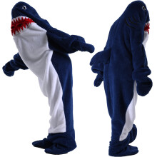 Shark Blanket, Funny Shark Blanket for Adults and , Soft Comfort Warm Hoodie Blanket with Sleeves XL darkblue