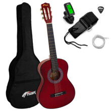 Classical Guitar - Red 3/4 Size Guitar Inc Tuner, Bag, Picks & Strap