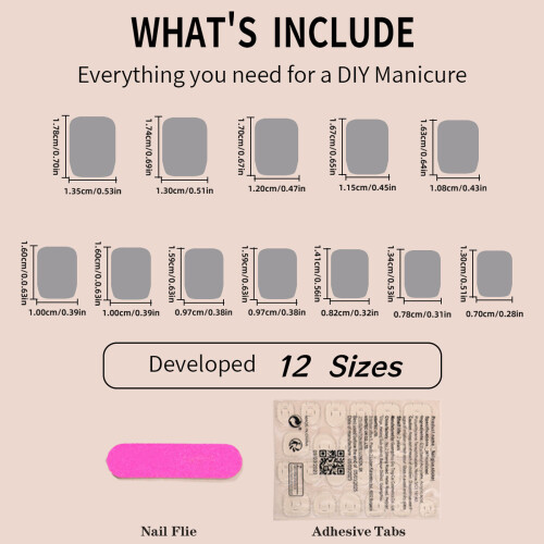 24Pcs Square Glossy Press On Nail Modern Artificial Fingernails 2