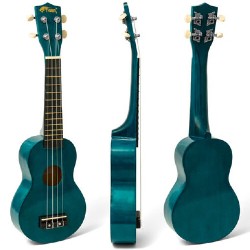 Tiger Soprano Ukulele with Carry Bag, Pick and Spare Strings - Blue 1