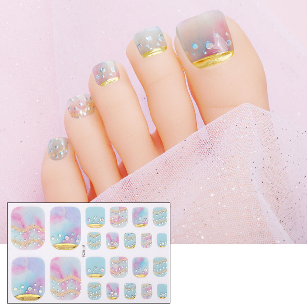 3D Rhinestones Toenail Stickers Waterproof Toenail Wraps-0262