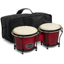 World Rhythm 6" & 7" Beginners Oak Bongo Drums - Wine Red Bongos with