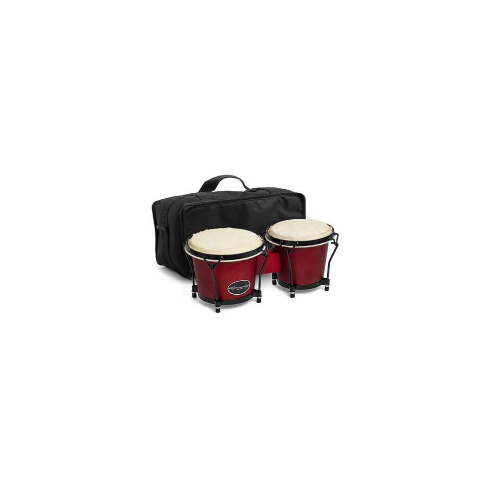 World Rhythm Red 6" & 7" Beginners Oak Bongo Drums - Wine Bongos With